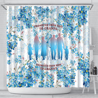 Promoted To Grandparents Shower Curtain Family Generations Blue Floral Silhouette Art