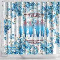 Promoted To Grandparents Shower Curtain Family Generations Blue Floral Silhouette Art