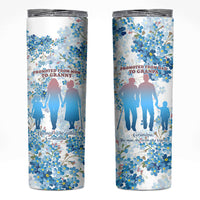 Promoted To Grandparents Skinny Tumbler Family Generations Blue Floral Silhouette Art