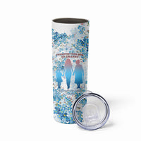 Promoted To Grandparents Skinny Tumbler Family Generations Blue Floral Silhouette Art