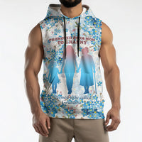 Promoted To Grandparents Sleeveless Hoodie Family Generations Blue Floral Silhouette Art
