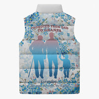 Promoted To Grandparents Sleeveless Puffer Jacket Family Generations Blue Floral Silhouette Art