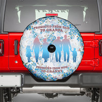 Promoted To Grandparents Spare Tire Cover Family Generations Blue Floral Silhouette Art