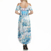 Promoted To Grandparents Summer Maxi Dress Family Generations Blue Floral Silhouette Art