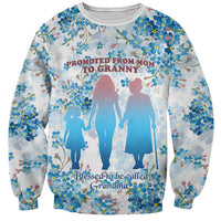 Promoted To Grandparents Sweatshirt Family Generations Blue Floral Silhouette Art