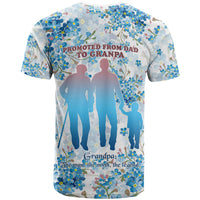 Promoted To Grandparents T Shirt Family Generations Blue Floral Silhouette Art