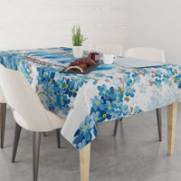 Promoted To Grandparents Tablecloth Family Generations Blue Floral Silhouette Art
