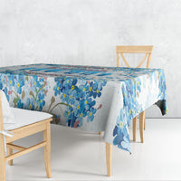 Promoted To Grandparents Tablecloth Family Generations Blue Floral Silhouette Art