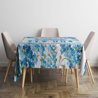 Promoted To Grandparents Tablecloth Family Generations Blue Floral Silhouette Art