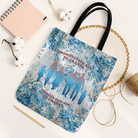 Promoted To Grandparents Tote Bag Family Generations Blue Floral Silhouette Art
