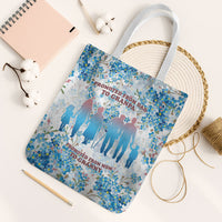 Promoted To Grandparents Tote Bag Family Generations Blue Floral Silhouette Art