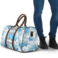 Promoted To Grandparents Travel Bag Family Generations Blue Floral Silhouette Art