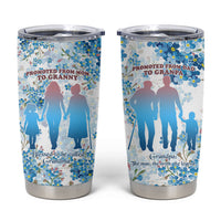Promoted To Grandparents Tumbler Cup Family Generations Blue Floral Silhouette Art