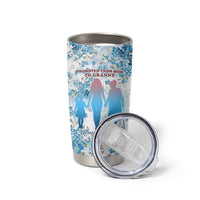Promoted To Grandparents Tumbler Cup Family Generations Blue Floral Silhouette Art