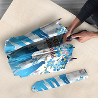 Promoted To Grandparents Umbrella Family Generations Blue Floral Silhouette Art