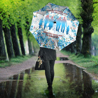 Promoted To Grandparents Umbrella Family Generations Blue Floral Silhouette Art