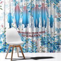 Promoted To Grandparents Window Curtain Family Generations Blue Floral Silhouette Art
