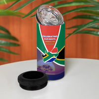 South Africa Heritage Day 4 in 1 Can Cooler Tumbler Celebrating Roots Flag Map Sunset Savanna