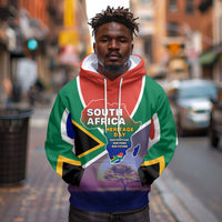 South Africa Heritage Day Hoodie Celebrating Roots Flag Map Sunset Savanna