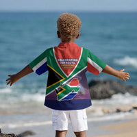 South Africa Heritage Day Kid Hawaiian Shirt Celebrating Roots Flag Map Sunset Savanna