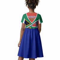 South Africa Heritage Day Kid Short Sleeve Dress Celebrating Roots Flag Map Sunset Savanna