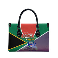South Africa Heritage Day Leather Bag Celebrating Roots Flag Map Sunset Savanna