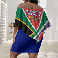 South Africa Heritage Day Off Shoulder Short Dress Celebrating Roots Flag Map Sunset Savanna