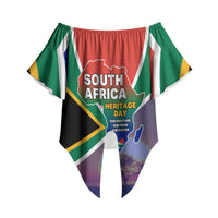 South Africa Heritage Day Off Shoulder Wrap Waist Top Celebrating Roots Flag Map Sunset Savanna