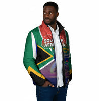 South Africa Heritage Day Padded Jacket Celebrating Roots Flag Map Sunset Savanna