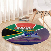 South Africa Heritage Day Round Carpet Celebrating Roots Flag Map Sunset Savanna