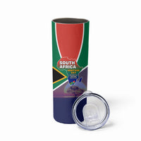 South Africa Heritage Day Skinny Tumbler Celebrating Roots Flag Map Sunset Savanna