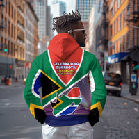 South Africa Heritage Day Zip Hoodie Celebrating Roots Flag Map Sunset Savanna