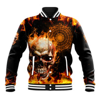 Magic Fire Skull Baseball Jacket I Can't Go To Hell The Devil Still Has A Rest Training Oder Against Me - Wonder Print Shop