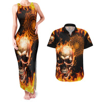 Magic Fire Skull Couples Matching Tank Maxi Dress and Hawaiian Shirt I Can't Go To Hell The Devil Still Has A Rest Training Oder Against Me - Wonder Print Shop