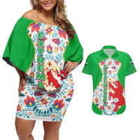 Extremadura Flag Couples Matching Off Shoulder Short Dress and Hawaiian Shirt Autonomous Community of Spain - Wonder Print Shop