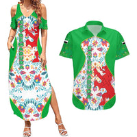 Extremadura Flag Couples Matching Summer Maxi Dress and Hawaiian Shirt Autonomous Community of Spain - Wonder Print Shop