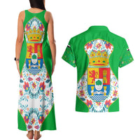Extremadura Flag Couples Matching Tank Maxi Dress and Hawaiian Shirt Autonomous Community of Spain - Wonder Print Shop