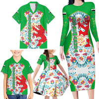 Extremadura Flag Family Matching Long Sleeve Bodycon Dress and Hawaiian Shirt Autonomous Community of Spain - Wonder Print Shop
