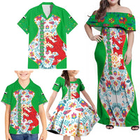 Extremadura Flag Family Matching Off Shoulder Maxi Dress and Hawaiian Shirt Autonomous Community of Spain - Wonder Print Shop