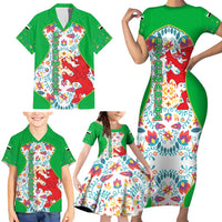 Extremadura Flag Family Matching Short Sleeve Bodycon Dress and Hawaiian Shirt Autonomous Community of Spain - Wonder Print Shop