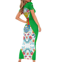 Extremadura Flag Family Matching Short Sleeve Bodycon Dress and Hawaiian Shirt Autonomous Community of Spain - Wonder Print Shop