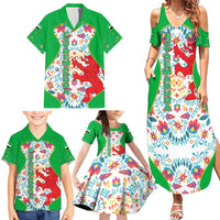 Extremadura Flag Family Matching Summer Maxi Dress and Hawaiian Shirt Autonomous Community of Spain - Wonder Print Shop
