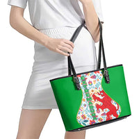 Extremadura Flag Leather Tote Bag Autonomous Community of Spain - Wonder Print Shop