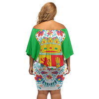 Extremadura Flag Off Shoulder Short Dress Autonomous Community of Spain - Wonder Print Shop