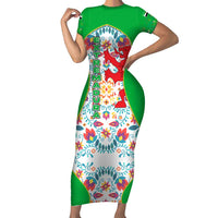 Extremadura Flag Short Sleeve Bodycon Dress Autonomous Community of Spain - Wonder Print Shop