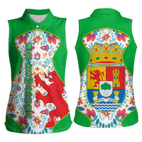 Extremadura Flag Women Sleeveless Polo Shirt Autonomous Community of Spain - Wonder Print Shop