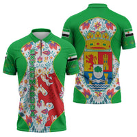 Extremadura Flag Zipper Polo Shirt Autonomous Community of Spain - Wonder Print Shop