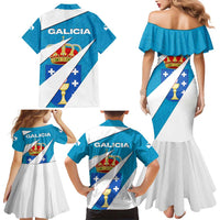 Galicia Flag Family Matching Mermaid Dress and Hawaiian Shirt Autonomous Community of Spain - Wonder Print Shop