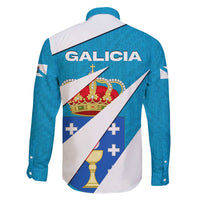 Galicia Flag Family Matching Off Shoulder Maxi Dress and Hawaiian Shirt Autonomous Community of Spain - Wonder Print Shop
