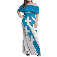 Galicia Flag Family Matching Off Shoulder Maxi Dress and Hawaiian Shirt Autonomous Community of Spain - Wonder Print Shop